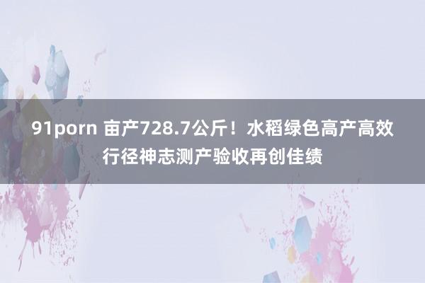 91porn 亩产728.7公斤！水稻绿色高产高效行径神志测产验收再创佳绩